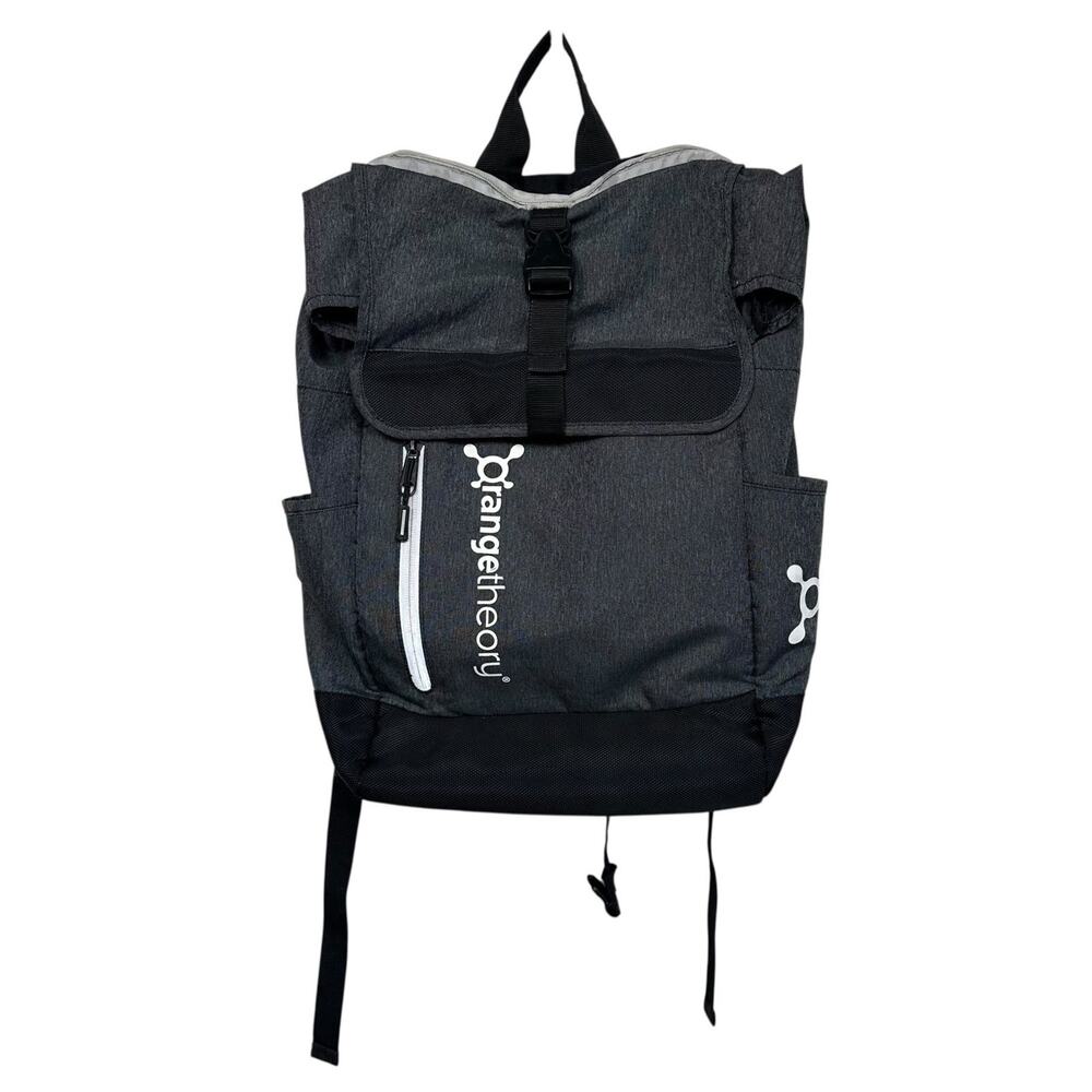 Orange Theory Gym Rolltop Backpack Bag Black Gray White Excellent Condition